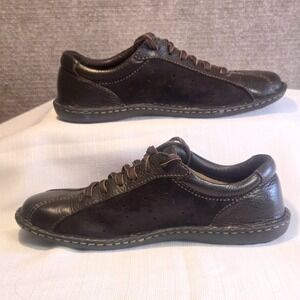 Born Womens 8.5 Dark Brown Leather Lace Up Walking Shoes W61015 Comfort Sneakers